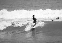 【台風3号】西口京佑と森園海斗がスタイリッシュにオルタナティブボードでロングレフトをグライド