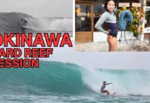 【波乗り女子旅】芳田花瑚がワイプアウトした際にリーフにヒットしてお尻が流血!? 川瀬心那と共にリニューアルオープンを果たした宮城和真のサーフショップHard Reefを訪ねた沖縄トリップ