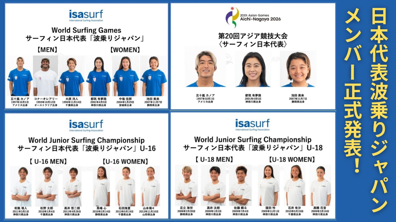 波乗りジャパン】NSAが2026年日本代表選手リストを正式に発表